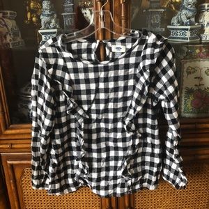 Old Navy Girls Black & White Gingham Ruffle Shirt